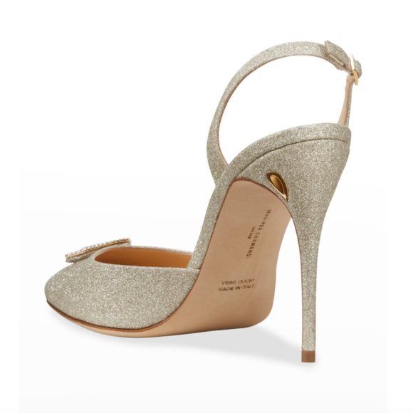NWT Jennifer Chamandi Vittorio 105mm Glitter Slingback Pumps (5.5B / 35.5EU) - Picture 5 of 10
